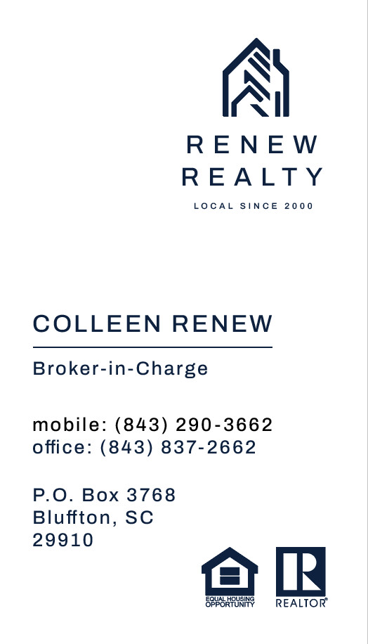 Colleen Renew business card, back