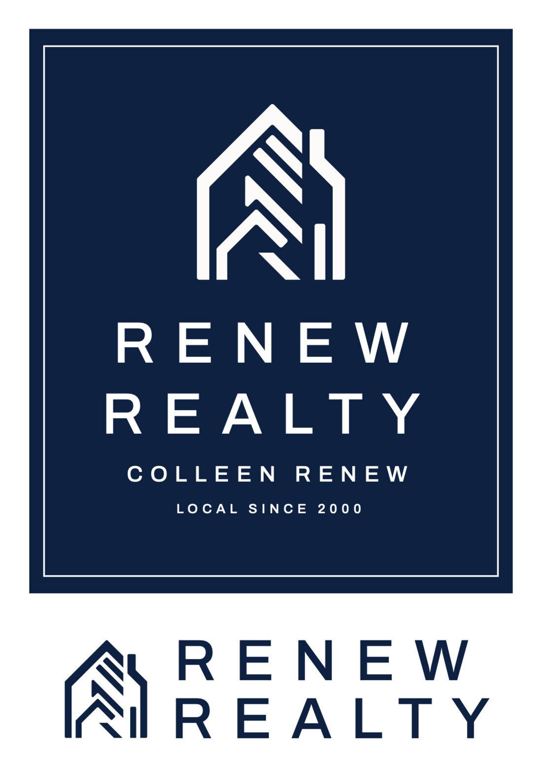 Renew Realty logo lockups: stacked with Colleen Renew, and horizontal