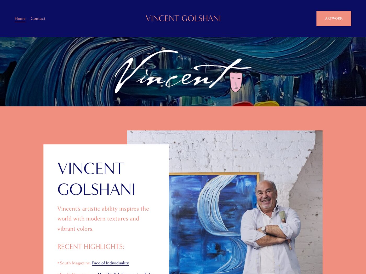 vincentgolshani.com homepage